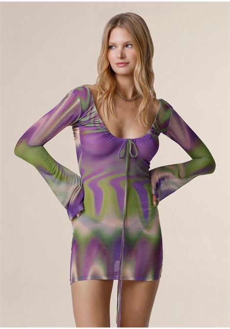 short dress with tie dye pattern ME FUI | 0426X21TIEDYE-VERDE MULTI